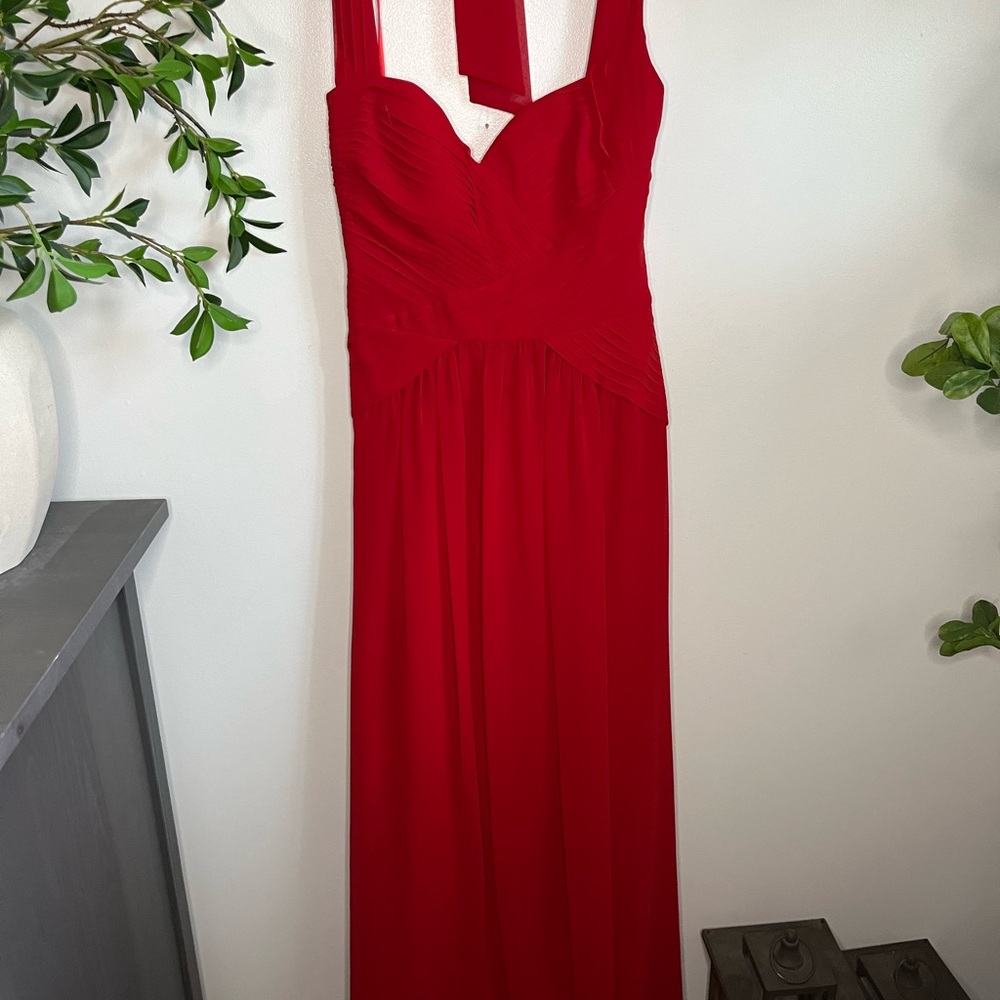 BCBGMaxAzria Red Ruched Strapless Gown Size 10 NWT